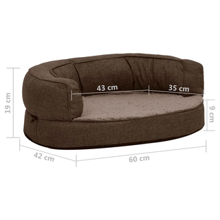 vidaXL Ergonomic Dog Bed Mattress 60x42 cm Linen Look Fleece Brown - Giant Lobelia