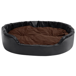 Dog Bed Black and Brown 99x89x21 cm Plush and Faux Leather - Giant Lobelia