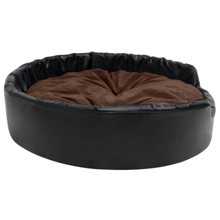 Dog Bed Black and Brown 99x89x21 cm Plush and Faux Leather - Giant Lobelia