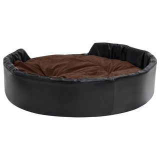 Dog Bed Black and Brown 99x89x21 cm Plush and Faux Leather - Giant Lobelia