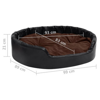 Dog Bed Black and Brown 99x89x21 cm Plush and Faux Leather - Giant Lobelia