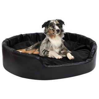 Dog Bed Black 99x89x21 cm Plush and Faux Leather - Giant Lobelia