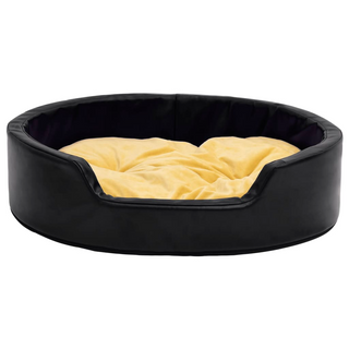 Dog Bed Black and Yellow 99x89x21 cm Plush and Faux Leather - Giant Lobelia