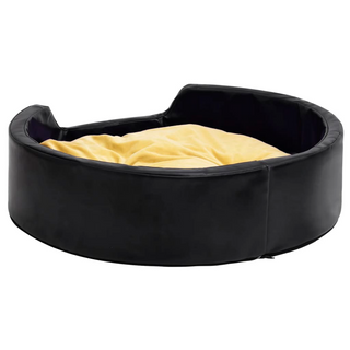 Dog Bed Black and Yellow 99x89x21 cm Plush and Faux Leather - Giant Lobelia