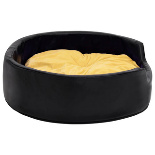 Dog Bed Black and Yellow 99x89x21 cm Plush and Faux Leather - Giant Lobelia