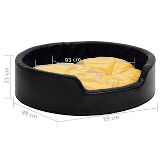 Dog Bed Black and Yellow 99x89x21 cm Plush and Faux Leather - Giant Lobelia