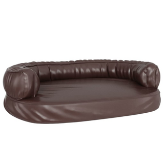 Ergonomic Foam Dog Bed Brown 88x65 cm Faux Leather - Giant Lobelia