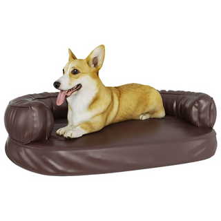 Ergonomic Foam Dog Bed Brown 88x65 cm Faux Leather - Giant Lobelia