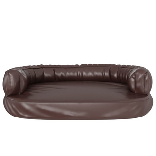 Ergonomic Foam Dog Bed Brown 88x65 cm Faux Leather - Giant Lobelia