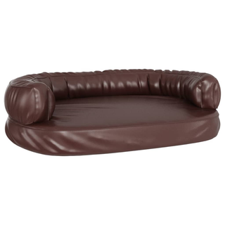 vidaXL Ergonomic Foam Dog Bed Brown 75x53 cm Faux Leather - Giant Lobelia