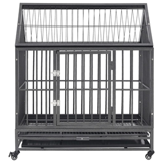 Dog Cage with Wheels and Roof Steel 92x62x106 cm - Giant Lobelia