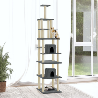 Cat Tree with Sisal Scratching Posts Dark Grey 216 cm - Giant Lobelia