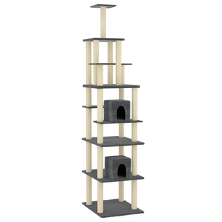 Cat Tree with Sisal Scratching Posts Dark Grey 216 cm - Giant Lobelia