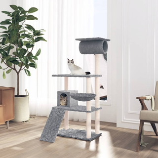 Cat Tree with Sisal Scratching Posts Light Grey 131 cm - Giant Lobelia