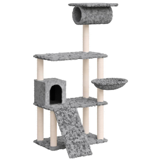 Cat Tree with Sisal Scratching Posts Light Grey 131 cm - Giant Lobelia