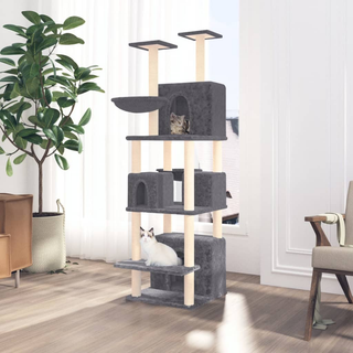 Cat Tree with Sisal Scratching Posts Dark Grey 180 cm - Giant Lobelia