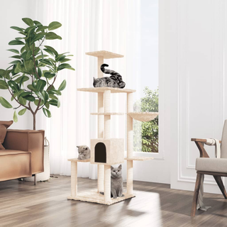 Cat Tree with Sisal Scratching Posts Cream 142 cm - Giant Lobelia