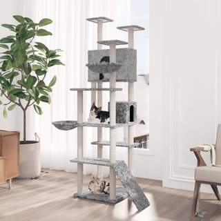 Cat Tree with Sisal Scratching Posts Light Grey 191 cm - Giant Lobelia