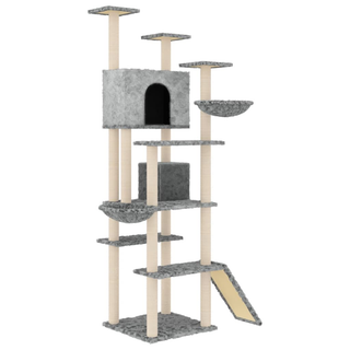 Cat Tree with Sisal Scratching Posts Light Grey 191 cm - Giant Lobelia