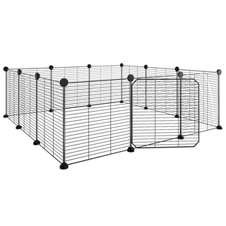 12-Panel Pet Cage with Door Black 35x35 cm Steel - Giant Lobelia