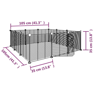 12-Panel Pet Cage with Door Black 35x35 cm Steel - Giant Lobelia