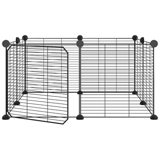 8-Panel Pet Cage with Door Black 35x35 cm Steel - Giant Lobelia