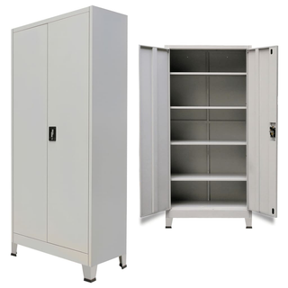 Office Cabinet with 2 Doors Steel 90x40x180cm Grey - Giant Lobelia