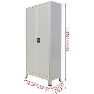 Office Cabinet with 2 Doors Steel 90x40x180cm Grey - Giant Lobelia