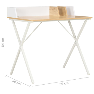 vidaXL Desk White and Natural 80x50x84 cm - Giant Lobelia