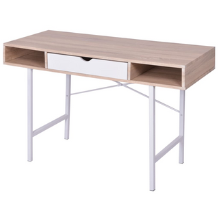 vidaXL Desk with 1 Drawer Oak and White - Giant Lobelia