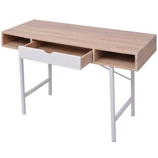 vidaXL Desk with 1 Drawer Oak and White - Giant Lobelia