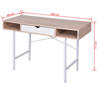 vidaXL Desk with 1 Drawer Oak and White - Giant Lobelia