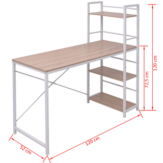 Desk with 4-Tier Bookcase Oak - Giant Lobelia