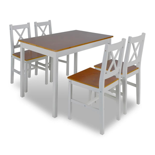 5 Piece Dining Set Brown and White - Giant Lobelia