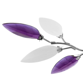 Ceiling Lamp White & Purple Acrylic Crystal Leaf Arms 3 E14 Bulbs - Giant Lobelia