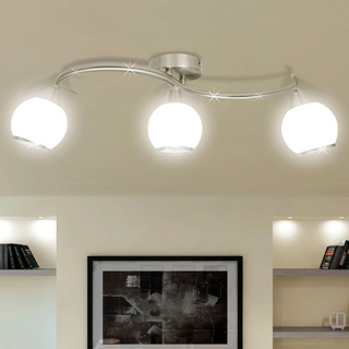 Ceiling Lamp with Glass Shades on Waving Rail for 3 E14 Bulb - Giant Lobelia