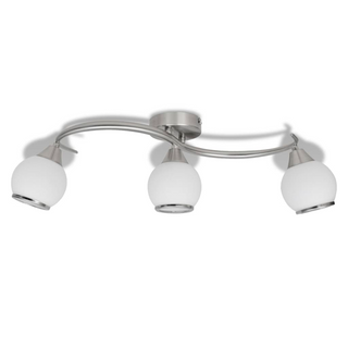 Ceiling Lamp with Glass Shades on Waving Rail for 3 E14 Bulb - Giant Lobelia