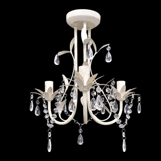 Crystal Pendant Ceiling Lamp Chandelier Elegant White - Giant Lobelia