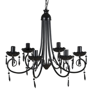 Pendant Ceiling Lamp Elegant Chandelier Black 6 Bulb Sockets - Giant Lobelia