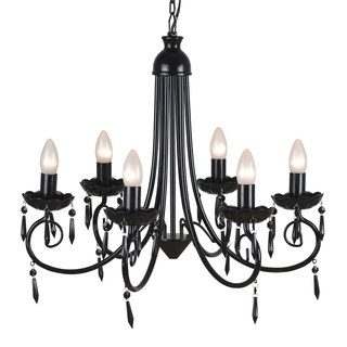 Pendant Ceiling Lamp Elegant Chandelier Black 6 Bulb Sockets - Giant Lobelia