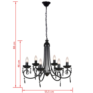 Pendant Ceiling Lamp Elegant Chandelier Black 6 Bulb Sockets - Giant Lobelia