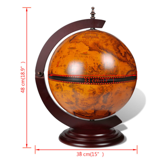 vidaXL Tabletop Globe Bar Wine Stand Wood - Antique Replica Nautical Design - Home or Office Decoration - Giant Lobelia