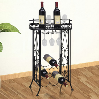 Rack with Glass Holder for 9 Bottles Metal - Giant Lobelia