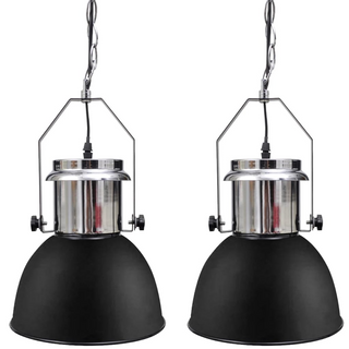 Ceiling Lamp 2 pcs Height-adjustable Modern Black Metal - Giant Lobelia