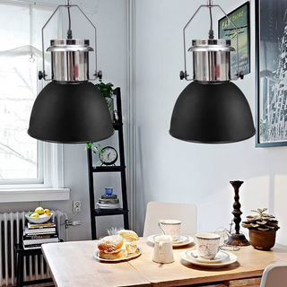 Ceiling Lamp 2 pcs Height-adjustable Modern Black Metal - Giant Lobelia