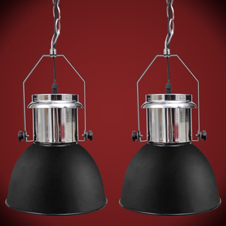 Ceiling Lamp 2 pcs Height-adjustable Modern Black Metal - Giant Lobelia