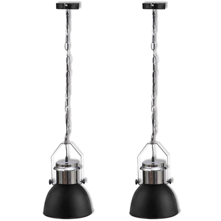 Ceiling Lamp 2 pcs Height-adjustable Modern Black Metal - Giant Lobelia