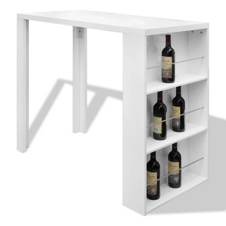 Bar Table MDF with Wine Rack High Gloss White - Giant Lobelia