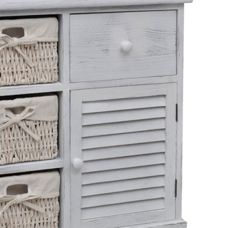 Wooden Cabinet 3 Left Weaving Baskets White - Giant Lobelia