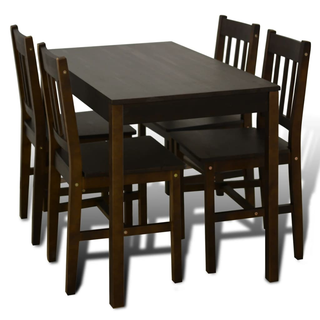 Dining Set 5 Pieces Pine Wood Brown - Giant Lobelia